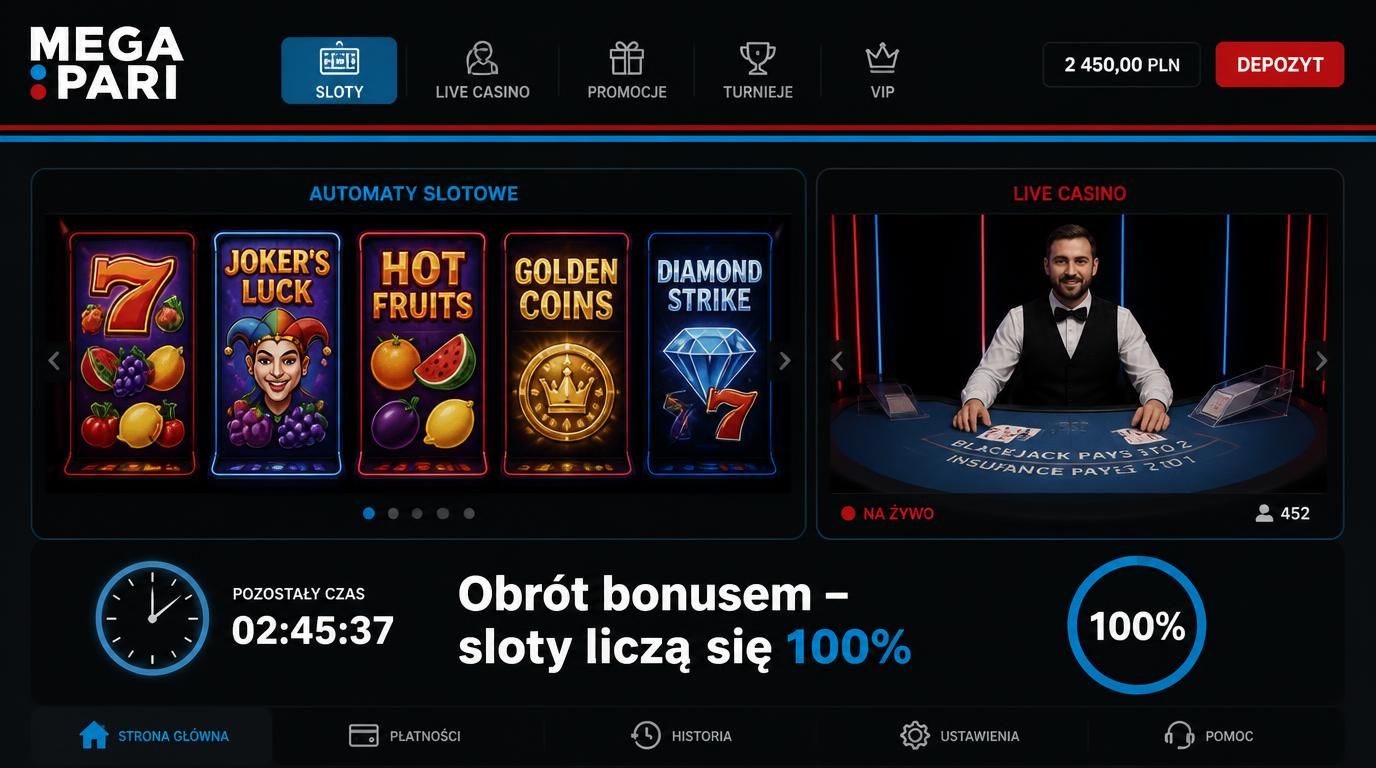 automaty slotowe i stolik live w kasynie z licznikiem 100%